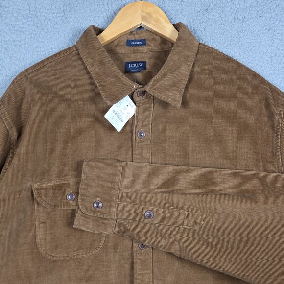 J Crew Shirt Mens Size XL Dark Acorn Corduroy Work Shirt Button Down Classic Fit - Picture 2 of 14